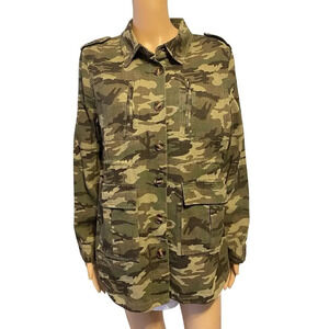 MalibuBum Chore Utility Jacket Women Sz M Military Green Camouflage Outdoor Work